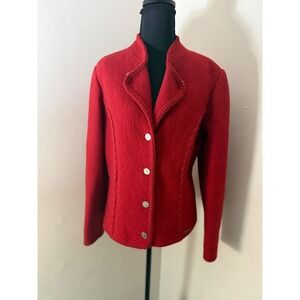 Hundt Model Red Wool Blazer Jacket Austrian Style Women vintage Large